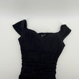 Windsor Black Sparkle Ruched Off Shoulder Gown Formal Evening Dress XS Prom